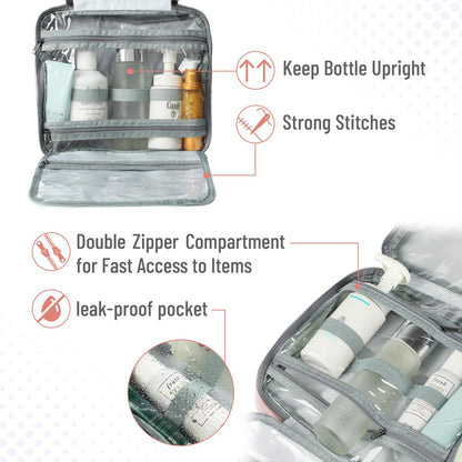 Ms. Pen Travel Toiletry Bag Organizer - Baby Pink, Water-Resistant Hanging Toiletry Bag for Women and Men