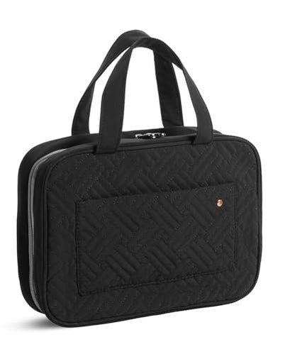Ms. Pen Travel Toiletry Bag Organizer - Black, Water-Resistant Makeup Bag with Hanging Hook