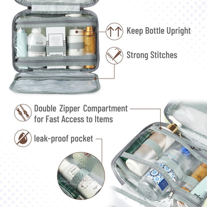 Ms. Pen Travel Toiletry Bag Organizer - Black, Water-Resistant Makeup Bag with Hanging Hook