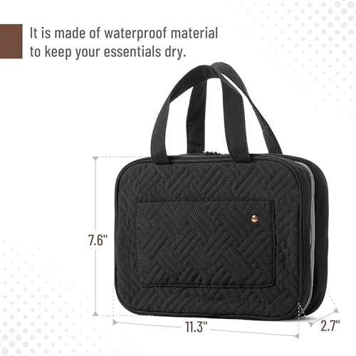 Ms. Pen Travel Toiletry Bag Organizer - Black, Water-Resistant Makeup Bag with Hanging Hook - görsel 4