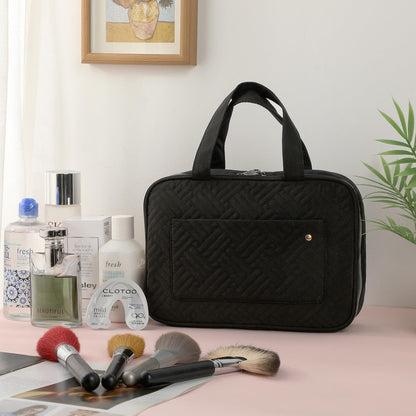 Ms. Pen Travel Toiletry Bag Organizer - Black, Water-Resistant Makeup Bag with Hanging Hook