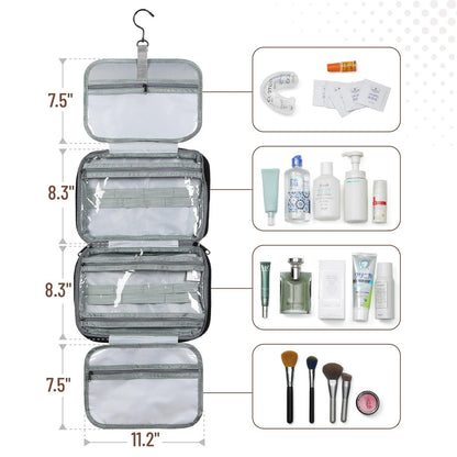 Ms. Pen Travel Toiletry Bag Organizer - Black, Water-Resistant Makeup Bag with Hanging Hook