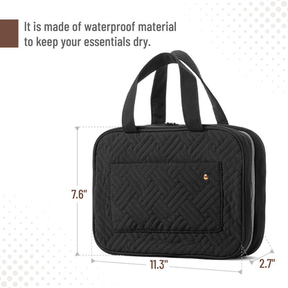 Ms. Pen Travel Toiletry Bag Organizer - Black, Water-Resistant Makeup Bag with Hanging Hook