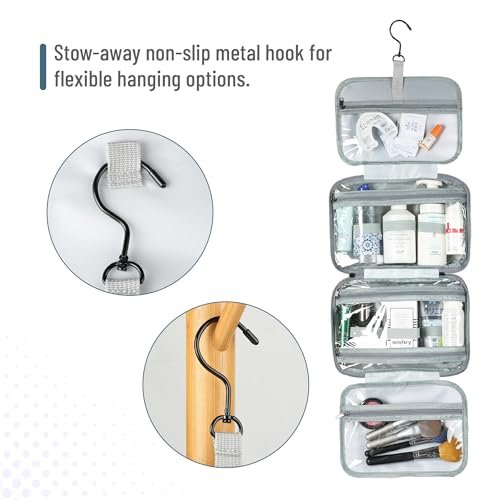 Ms. Pen Travel Toiletry Bag Organizer – Gray, Water-Resistant Makeup Bag with Hanging Hook - görsel 8