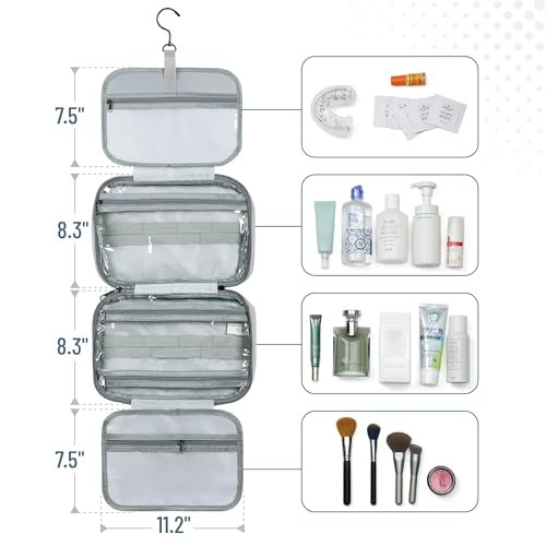 Ms. Pen Travel Toiletry Bag Organizer – Gray, Water-Resistant Makeup Bag with Hanging Hook - görsel 6