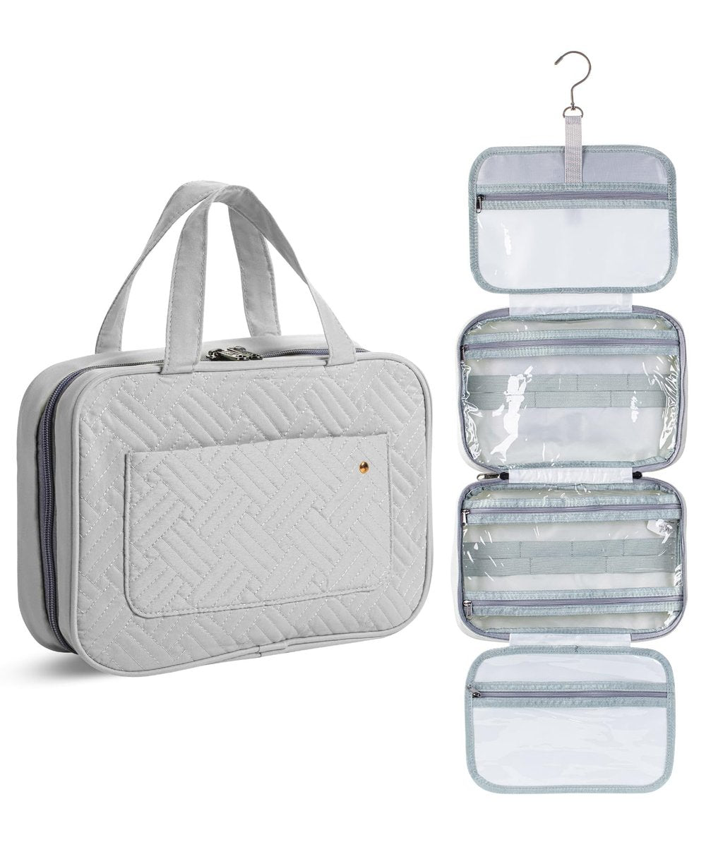 Ms. Pen Travel Toiletry Bag Organizer – Gray, Water-Resistant Makeup Bag with Hanging Hook - görsel 1