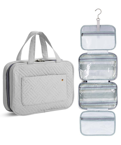 Ms. Pen Travel Toiletry Bag Organizer – Gray, Water-Resistant Makeup Bag with Hanging Hook