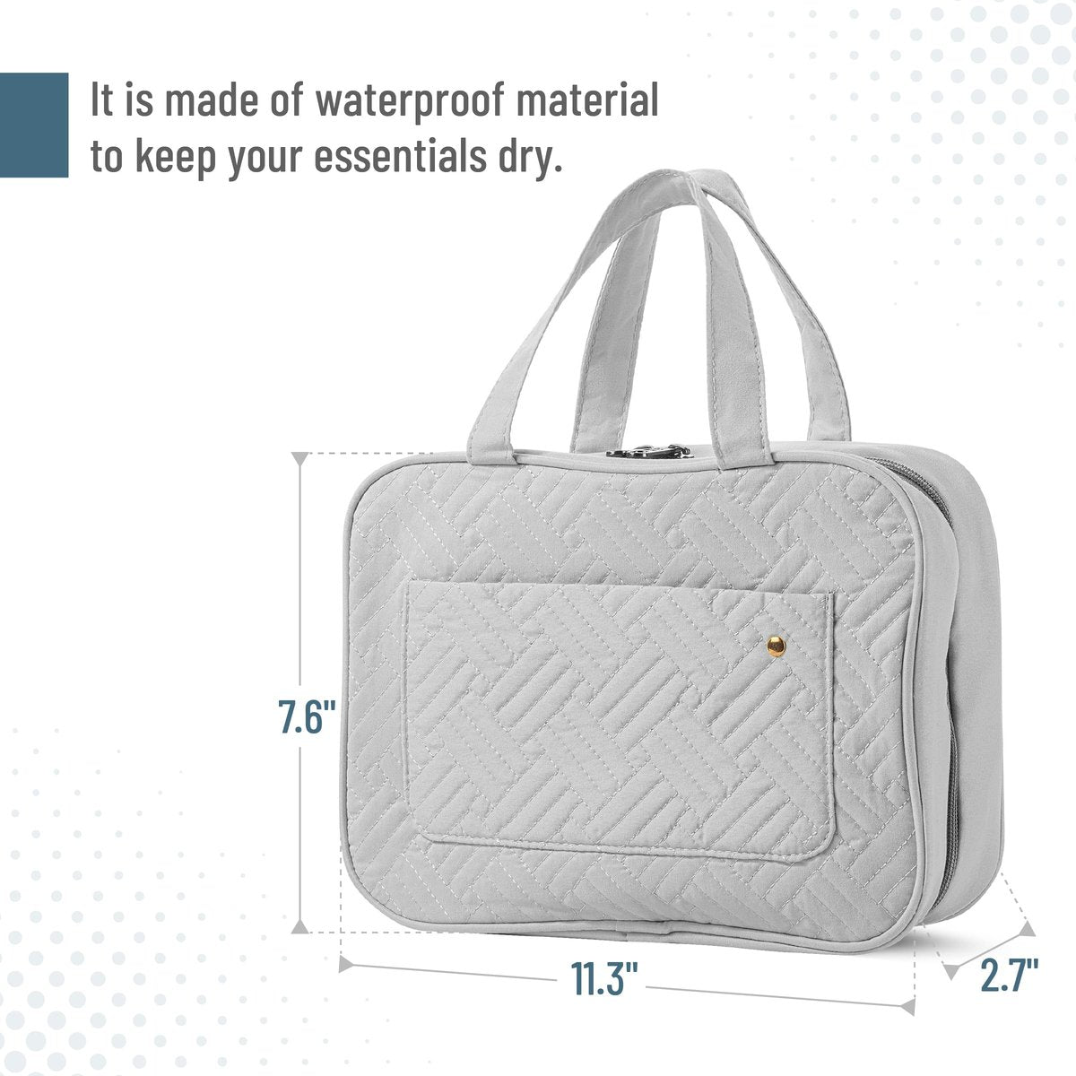 Ms. Pen Travel Toiletry Bag Organizer – Gray, Water-Resistant Makeup Bag with Hanging Hook - görsel 3