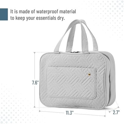 Ms. Pen Travel Toiletry Bag Organizer – Gray, Water-Resistant Makeup Bag with Hanging Hook