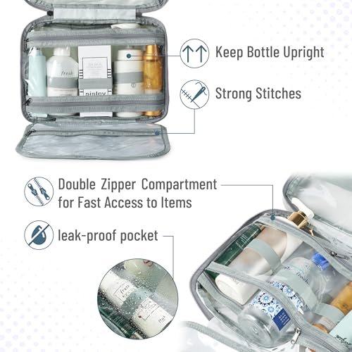Ms. Pen Travel Toiletry Bag Organizer – Gray, Water-Resistant Makeup Bag with Hanging Hook - görsel 12