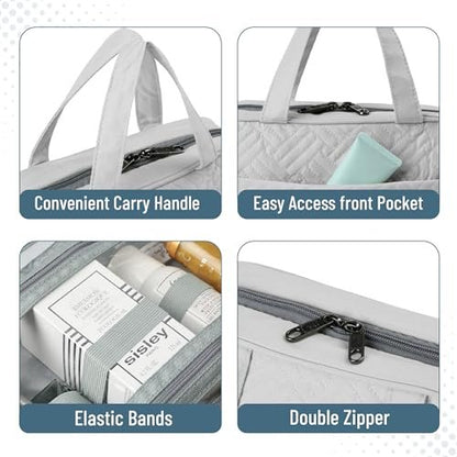 Ms. Pen Travel Toiletry Bag Organizer – Gray, Water-Resistant Makeup Bag with Hanging Hook