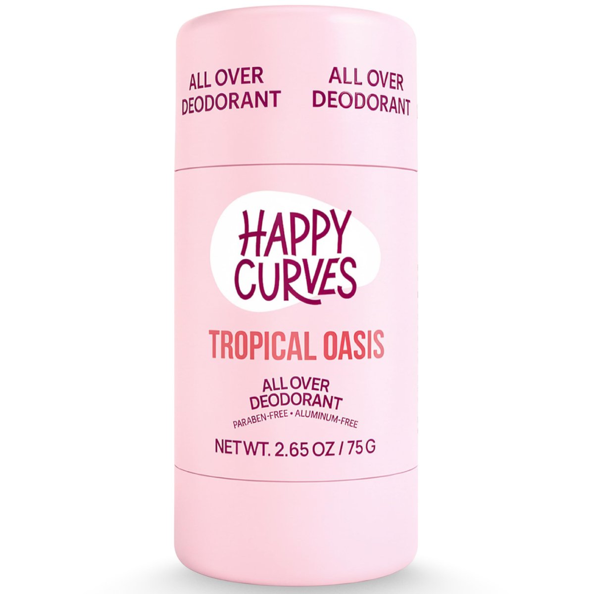 HAPPY CURVES All Over Whole Body Deodorant for Women - Aluminum-Free, Invisible Full Body Odor Control, Sensitive Skin Safe, Tropical Oasis Scent, 2.65 oz Avelisse