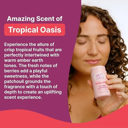 HAPPY CURVES All Over Whole Body Deodorant for Women - Aluminum-Free, Invisible Full Body Odor Control, Sensitive Skin Safe, Tropical Oasis Scent, 2.65 oz Avelisse