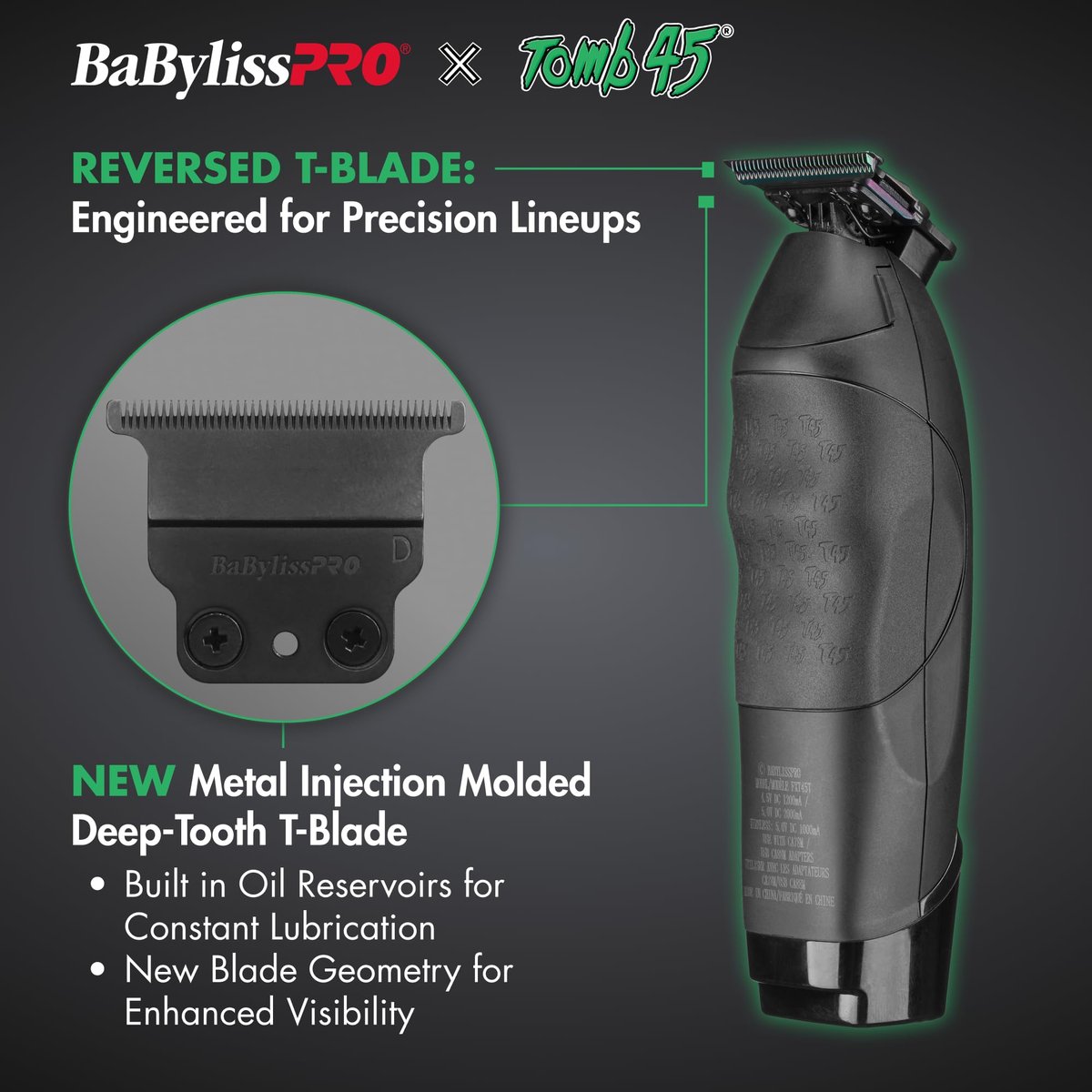 BaBylissPRO x Tomb45 Wireless-Charging Hair Trimmer for Men – Titanium Blade, Black Avelisse