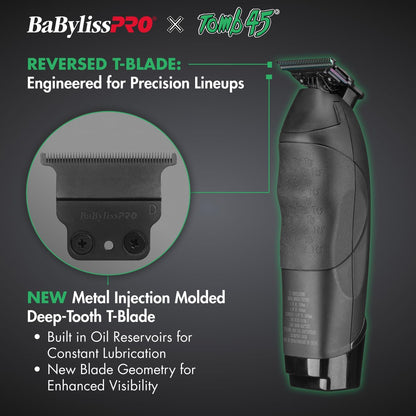 BaBylissPRO x Tomb45 Wireless-Charging Hair Trimmer for Men – Titanium Blade, Black Avelisse