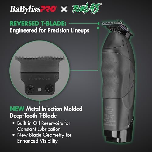 BaBylissPRO x Tomb45 Wireless-Charging Hair Trimmer for Men – Titanium Blade, Black Avelisse
