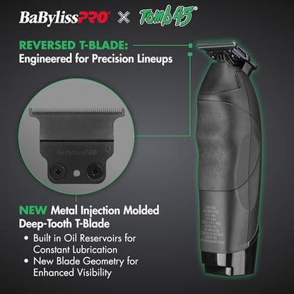 BaBylissPRO x Tomb45 Wireless-Charging Hair Trimmer for Men – Titanium Blade, Black Avelisse