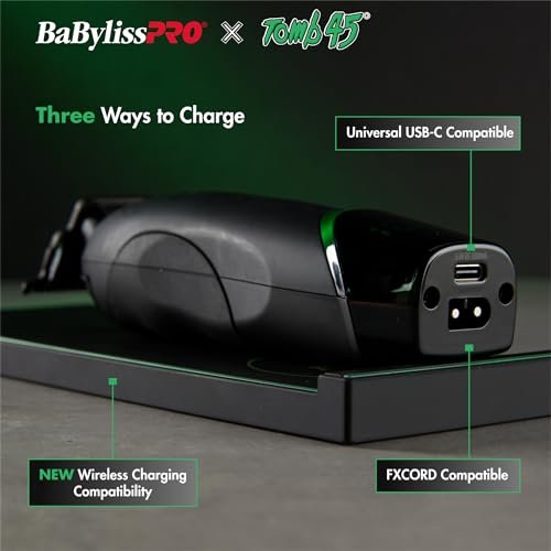 BaBylissPRO x Tomb45 Wireless-Charging Hair Trimmer for Men – Titanium Blade, Black Avelisse