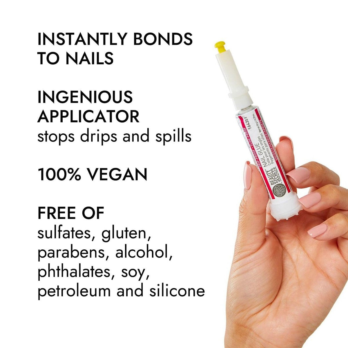 Beauty Secrets Drip & Clog Proof Nail Glue (1 Pack) with Zebra Cushion Nail File - Medium Coarse 180/100 Grit Avelisse