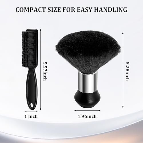 Professional Barber Brush and Neck Duster Set - 2 Piece Nylon Hair Cutting Cleaning Tools for Salons and Barbershops - görsel 6