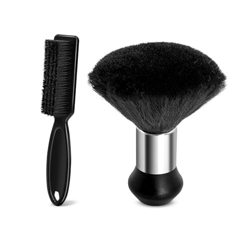 Professional Barber Brush and Neck Duster Set - 2 Piece Nylon Hair Cutting Cleaning Tools for Salons and Barbershops - görsel 2