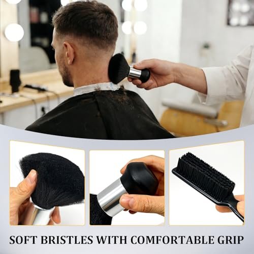 Professional Barber Brush and Neck Duster Set - 2 Piece Nylon Hair Cutting Cleaning Tools for Salons and Barbershops - görsel 10