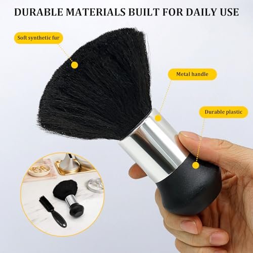Professional Barber Brush and Neck Duster Set - 2 Piece Nylon Hair Cutting Cleaning Tools for Salons and Barbershops - görsel 12