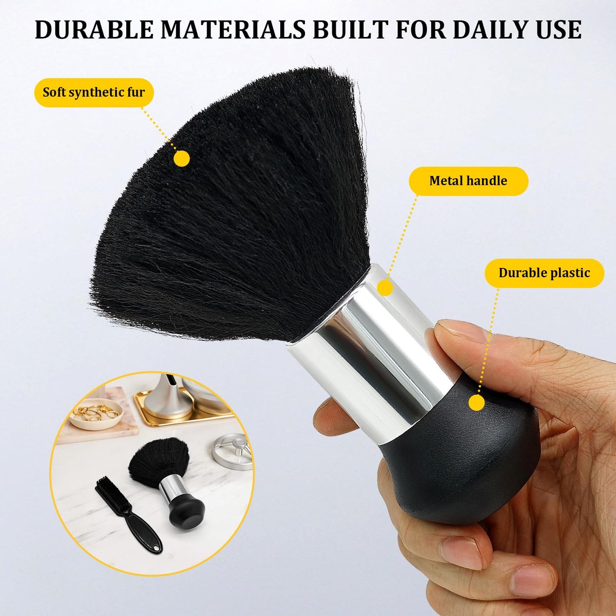 Professional Barber Brush and Neck Duster Set - 2 Piece Nylon Hair Cutting Cleaning Tools for Salons and Barbershops - görsel 11