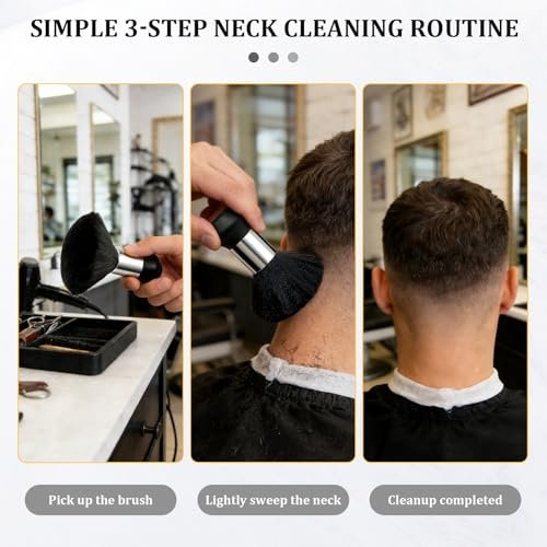 Professional Barber Brush and Neck Duster Set - 2 Piece Nylon Hair Cutting Cleaning Tools for Salons and Barbershops - görsel 8