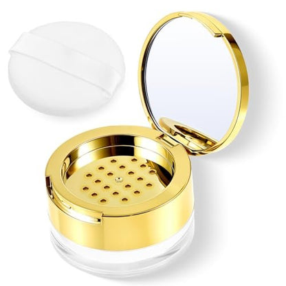 6-Pack Empty Loose Powder Containers with Puff & Mirror – Reusable Plastic Makeup Powder Case for DIY Cosmetics