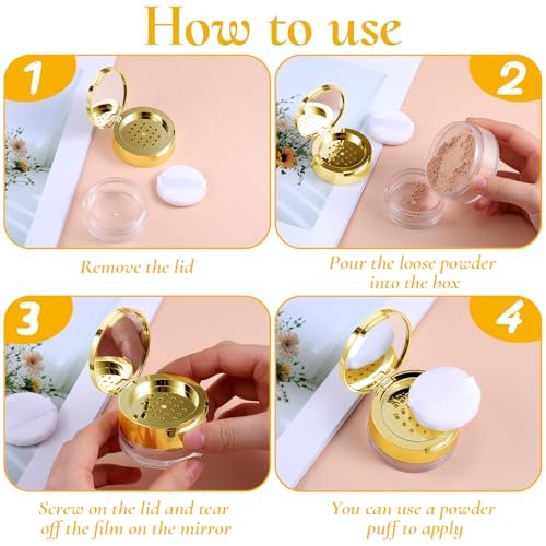 6-Pack Empty Loose Powder Containers with Puff & Mirror – Reusable Plastic Makeup Powder Case for DIY Cosmetics - görsel 5