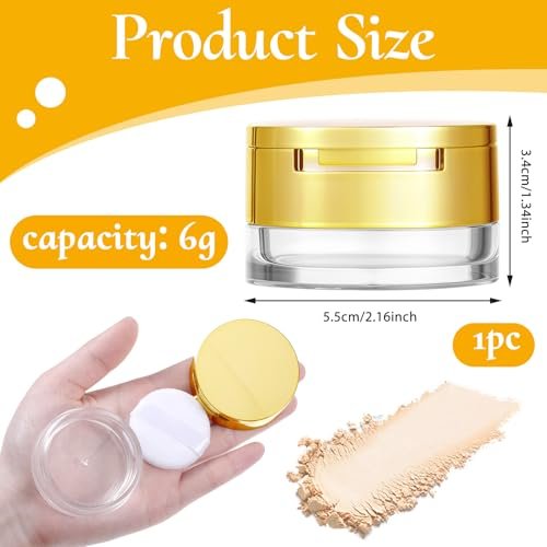 6-Pack Empty Loose Powder Containers with Puff & Mirror – Reusable Plastic Makeup Powder Case for DIY Cosmetics - görsel 3