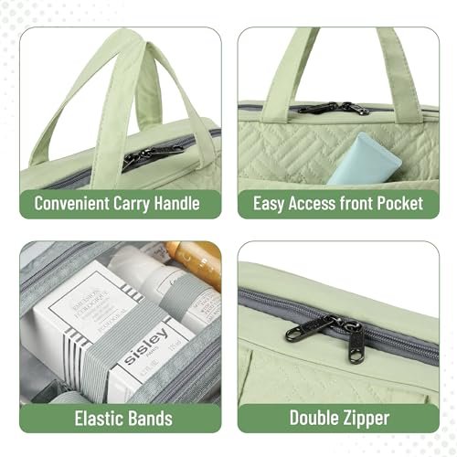 Ms. Pen Travel Toiletry Bag Organizer - Pistachio Green, Water-Resistant Hanging Makeup Bag - görsel 10