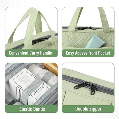 Ms. Pen Travel Toiletry Bag Organizer - Pistachio Green, Water-Resistant Hanging Makeup Bag