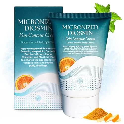Nurturelief Micronized Diosmin Vein Contour Cream with Hesperidin - Cooling Comfort Formula, Doctor-Crafted Advanced Absorption, Daily Cosmetic Care for Lighter-Feeling Legs (4 oz) Avelisse