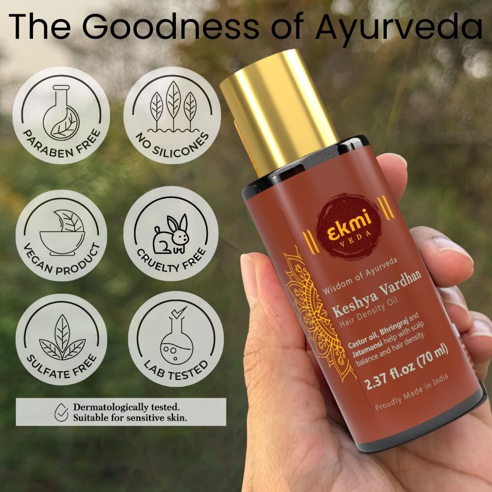 EKMIVEDA Ayurvedic Castor & Rosemary Oil for Hair Density - DHT Blocker, Hair Loss Treatment for Women & Men, 2.37 Fl Oz Avelisse