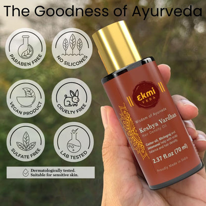 EKMIVEDA Ayurvedic Castor & Rosemary Oil for Hair Density - DHT Blocker, Hair Loss Treatment for Women & Men, 2.37 Fl Oz Avelisse