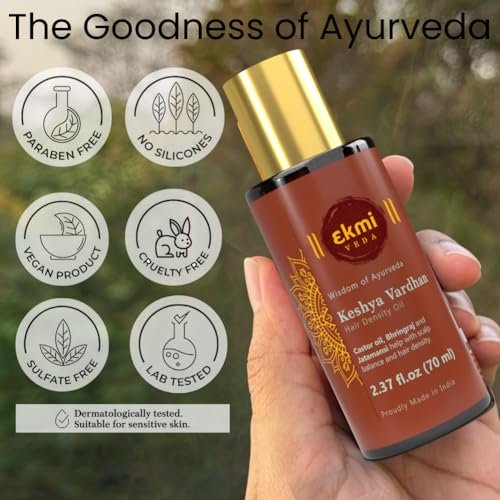 EKMIVEDA Ayurvedic Castor & Rosemary Oil for Hair Density - DHT Blocker, Hair Loss Treatment for Women & Men, 2.37 Fl Oz Avelisse