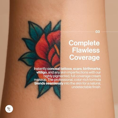 Narrative Cosmetics 12-Color Tattoo Cover Up Makeup Palette – Quick-Set Waterproof Cream Concealer for Tattoos, Scars & Blemishes – Long-Lasting, Smudge-Proof Formula for All Skin Tones Avelisse