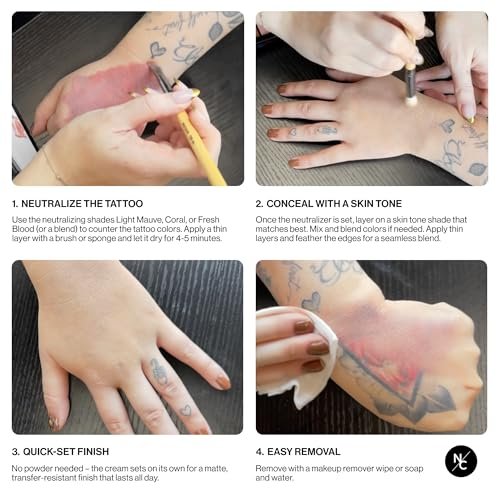Narrative Cosmetics 12-Color Tattoo Cover Up Makeup Palette – Quick-Set Waterproof Cream Concealer for Tattoos, Scars & Blemishes – Long-Lasting, Smudge-Proof Formula for All Skin Tones Avelisse