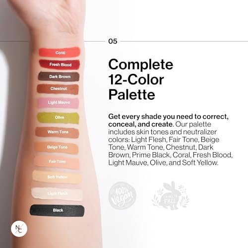 Narrative Cosmetics 12-Color Tattoo Cover Up Makeup Palette – Quick-Set Waterproof Cream Concealer for Tattoos, Scars & Blemishes – Long-Lasting, Smudge-Proof Formula for All Skin Tones Avelisse