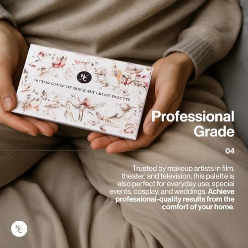 Narrative Cosmetics 12-Color Tattoo Cover Up Makeup Palette – Quick-Set Waterproof Cream Concealer for Tattoos, Scars & Blemishes – Long-Lasting, Smudge-Proof Formula for All Skin Tones Avelisse