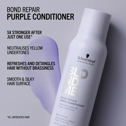 BlondMe Bond Repair Purple Conditioner for Blonde Hair - Neutralizes Yellow & Brassy Tones - Lightweight, Nourishing & Detangling - 8.45 Fl Oz Avelisse
