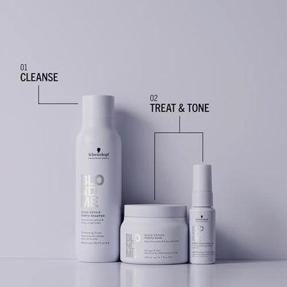 BlondMe Bond Repair Purple Conditioner for Blonde Hair - Neutralizes Yellow & Brassy Tones - Lightweight, Nourishing & Detangling - 8.45 Fl Oz Avelisse