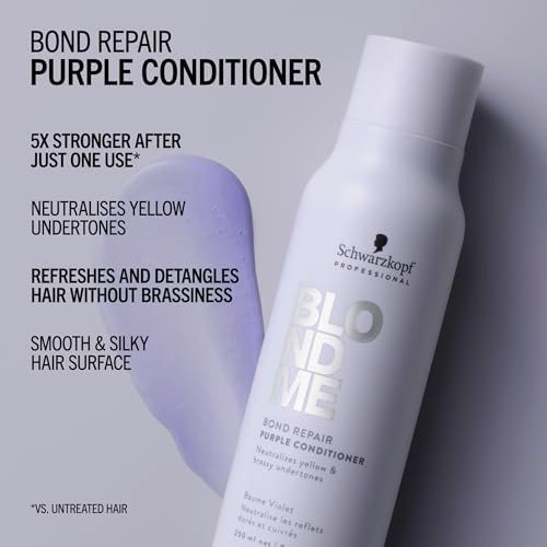 BlondMe Bond Repair Purple Conditioner for Blonde Hair - Neutralizes Yellow & Brassy Tones - Lightweight, Nourishing & Detangling - 8.45 Fl Oz Avelisse