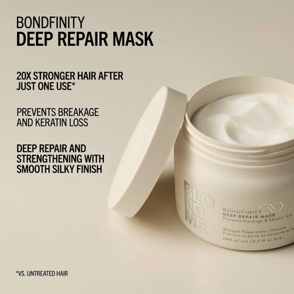 BlondMe Bondfinity Deep Repair Mask for Blonde Hair | Intensive Hair Treatment | Strengthens, Repairs, & Prevents Breakage | For Blonde, Lightened, & Grey Hair Avelisse