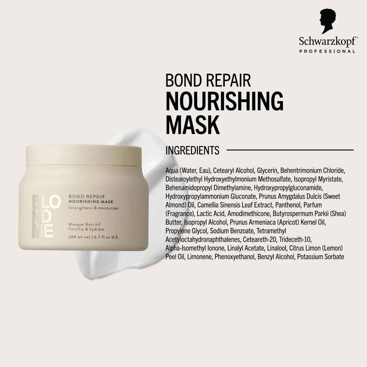 BlondMe Bond Repair Nourishing Mask for Blonde, Lightened & Grey Hair - Intensive Moisture & Softness, 6.7 Fl Oz Avelisse