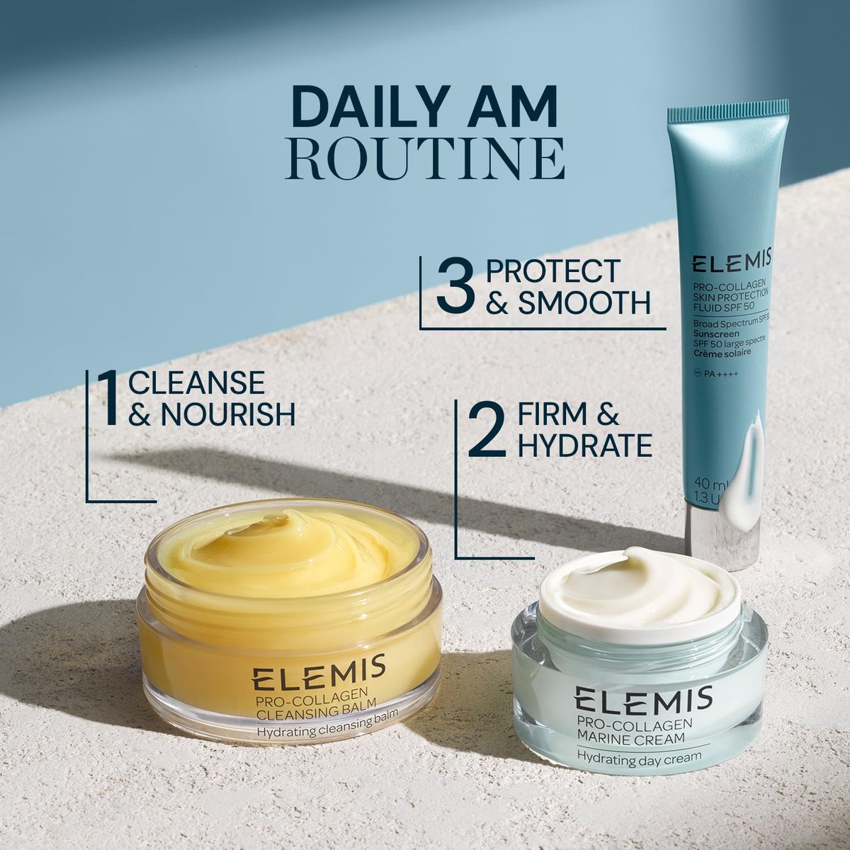Elemis Pro-Collagen Skin Protection Fluid SPF 50 – Hydrating Face Sunscreen, Lightweight & Fast-Absorbing, 40ml Avelisse