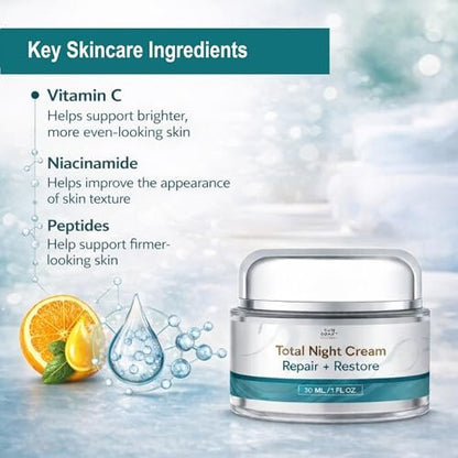 Total Night Cream with Vitamin C, Niacinamide & Peptides – Dr. Mark Rosenberg – 1 fl oz Avelisse