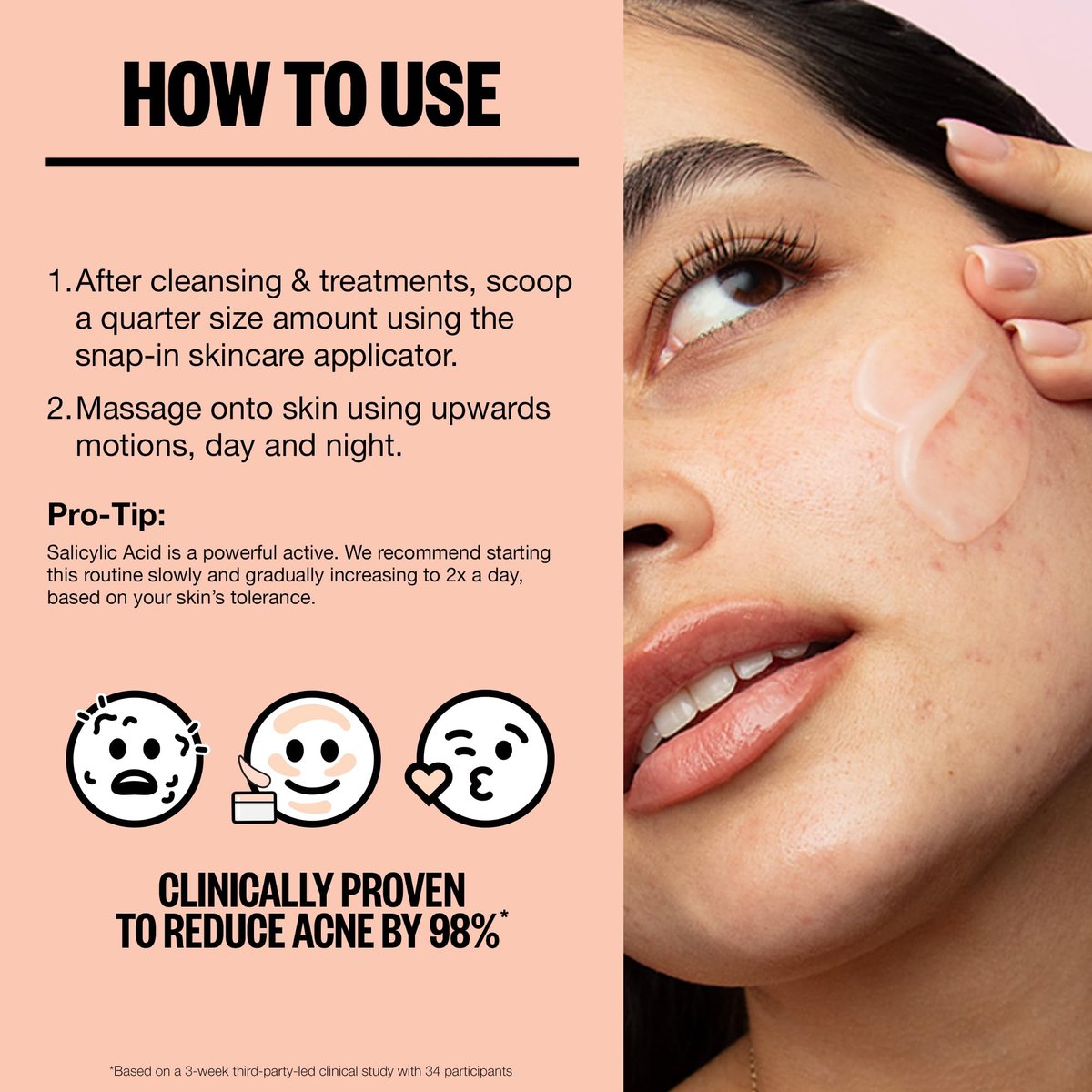 PEACE OUT Acne Gel Moisturizer for Oily Skin - 2% Salicylic Acid, Niacinamide & Ceramides, 1.69 oz Avelisse